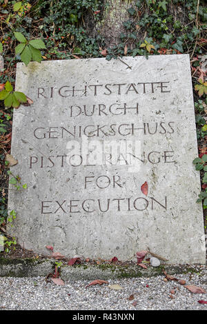 Innerhalb der Grenzen des KZ Dachau in Deutschland, hier ist eine Erinnerung an die Hinrichtungen, die in Dachau. Stockfoto