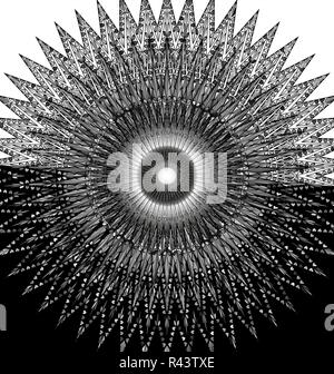 Abstrakte weiße und schwarze Farbe Kreise bang mit ornamemt Stock Vektor