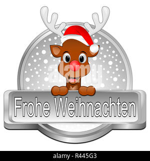 Rentier wünscht Frohe Weihnachten" - in deutscher Sprache Stockfoto