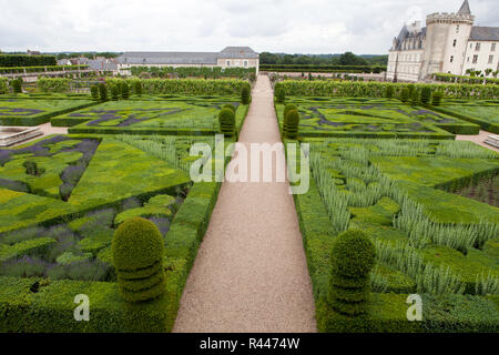 Gärten und Chateau de Villandry im Tal der Loire in Frankreich Stockfoto