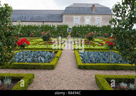 Gärten und Chateau de Villandry im Tal der Loire in Frankreich Stockfoto