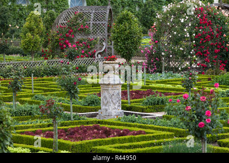 Gärten und Chateau de Villandry im Tal der Loire in Frankreich Stockfoto