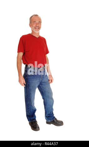 Lächelnd mittleren Alter Mann stand. Stockfoto