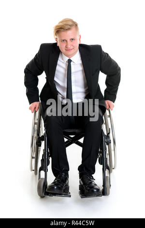 Junge Unternehmer im Rollstuhl Stockfoto