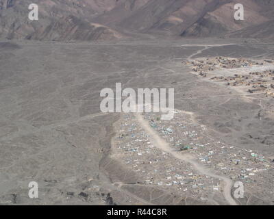 Blick aus dem Flugzeug auf Nasca Peru Stockfoto