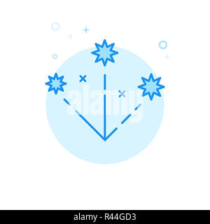Gruß, Feuerwerk Flachbild-Symbol. Weihnachten und neues Jahr Symbol, Piktogramm, Sign. Licht Flat Style. Blue Monochrome Design. Editierbare Schlaganfall. Stellen Sie Line Wei Stockfoto