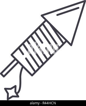 Start Feuerwerk Symbol Leitung Konzept. Start Feuerwerk Vector Linear Abbildung, Symbol, Zeichen Stock Vektor
