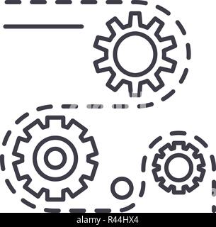 Herstellungsverfahren Symbol Leitung Konzept. Herstellungsverfahren Vector Linear Abbildung, Symbol, Zeichen Stock Vektor