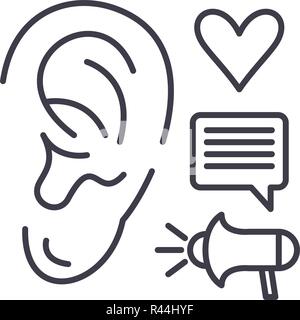 Marketing Communications Symbol Leitung Konzept. Marketing Communications Vector Linear Abbildung, Symbol, Zeichen Stock Vektor