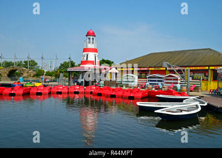 See zum Bootfahren in Skegness, Lincolnshire, Großbritannien Stockfoto
