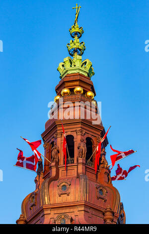 Der Turm von Schloss Christiansborg, dänische Parlament Folketinget, Kopenhagen, Dänemark Stockfoto