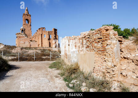 Belchite Dorf in einer Bombardierung während des Spanischen Bürgerkriegs zerstört Stockfoto