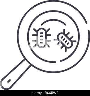 Die mikrobiologische Analyse Symbol Leitung Konzept. Die mikrobiologische Analyse Vector Linear Abbildung, Symbol, Zeichen Stock Vektor