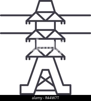 Stromleitungen Symbol Leitung Konzept. Stromleitungen Vector Linear Abbildung, Symbol, Zeichen Stock Vektor