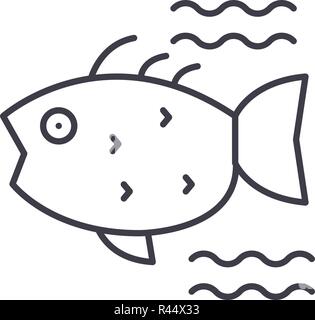 Sea Fish Symbol Leitung Konzept. Sea Fish Vector Linear Abbildung, Symbol, Zeichen Stock Vektor