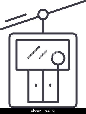 Ski lift Symbol Leitung Konzept. Ski lift Vector Linear Abbildung, Symbol, Zeichen Stock Vektor