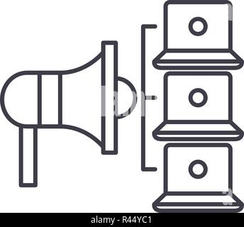 Virale Wirkung Symbol Leitung Konzept. Virale Wirkung Vector Linear Abbildung, Symbol, Zeichen Stock Vektor