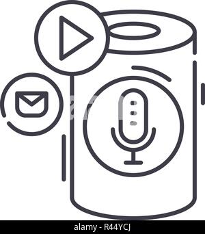 Voice Assistant Symbol Leitung Konzept. Voice Assistant Vector Linear Abbildung, Symbol, Zeichen Stock Vektor