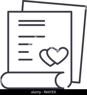 Hochzeit vertrag Symbol Leitung Konzept. Hochzeit vertrag Vector Linear Abbildung, Symbol, Zeichen Stock Vektor