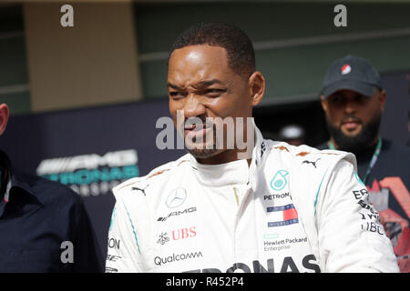 Abu Dhabi, VAE. 25. November 2018. Abu Dhabi, UAE, 25. November 2018. Sport Formel 1 Grand Prix von Abu Dhabi 2018 Im Pic: Will Smith (USA) Schauspieler Credit: LaPresse/Alamy Live News Credit: LaPresse/Alamy leben Nachrichten Stockfoto