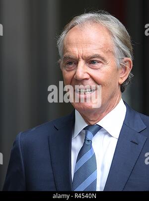 London, UK, 25. November 2018. Tony Blair wurde in den BBC Studios für die Andrew Marr Show gesehen Stockfoto