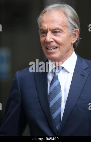 London, UK, 25. November 2018. Tony Blair wurde in den BBC Studios für die Andrew Marr Show gesehen Stockfoto