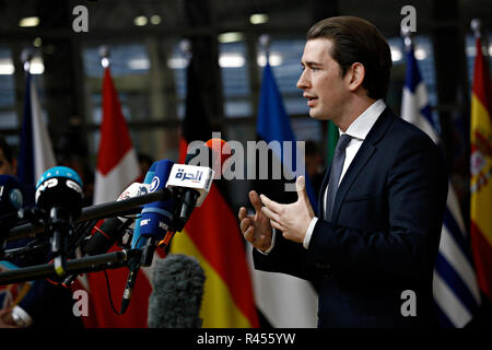 Brüssel, Belgien. 25. Nov 2018. Der österreichische Kanzler Sebastian Kurz kommt in einer außerordentlichen EU-Gipfel zum Abschluss der Brexit Vereinbarung formalisieren und zu besuchen. Alexandros Michailidis/Alamy leben Nachrichten Stockfoto