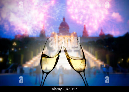 Feiern Sie das neue Jahr in Barcelona Stockfoto