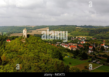 Blick von der Burg Saaleck rudelsburg zu in Sachsen - Anhalt Stockfoto