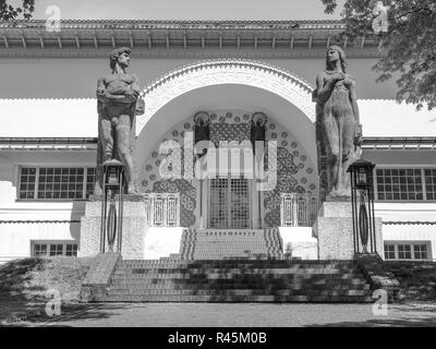 Schwarz und weiß Ernst Ludwig Haus in Darmstadt. Stockfoto