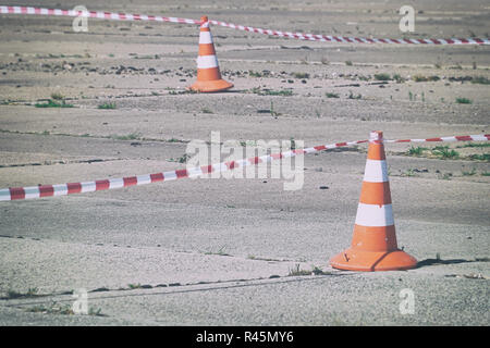 Fechten Band und Leitkegel Stockfoto