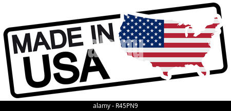 Schwarz Stempel mit Text hergestellt in den USA Stockfoto
