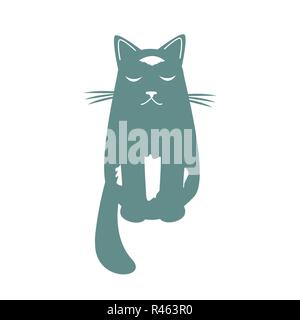 Cartoon dreaming Cat. Lustig Cool Charakter. Vector Illustration Stock Vektor