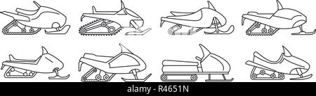 Berg snowmobile Icon Set. Umrisse der Berge snowmobile Vector Icons für Web Design auf weißem Hintergrund Stock Vektor