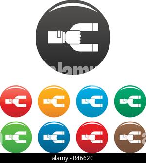 Magnet Kundenbindung Icons Set 9 Farbe Vektor isoliert auf Weiss für jedes Design Stock Vektor
