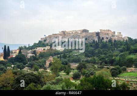 Blick auf die Akropolis in Athen, Griechenland Stockfoto