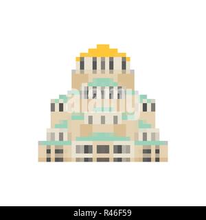 Kirche des Hl. Alexander Newskij pixel Art. Sofia Sehenswürdigkeiten 8 Bit. Bulgarien showplace Pixelate 16 Bit. Alte spiel computer Grafik Stil Stock Vektor