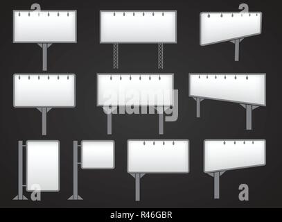 Losgerissene Reklametafel mockup auf schwarzen Hintergrund Stock Vektor