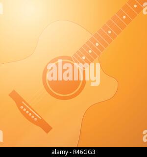 Licht orange leuchtende Hintergrund mit Gitarre. Platz Kulisse mit neutralen Farben und Kopieren. Stock Vektor