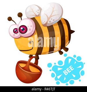 Crazy bee-Cartoon Illustration Charakter. Stock Vektor