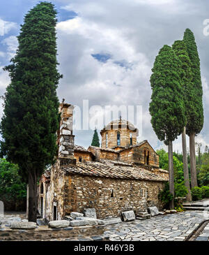 Kaisariani, Byzantinische Kloster am Berg Hymettus, in der Nähe von Athen, Griechenland. Weltkulturerbe. Stockfoto