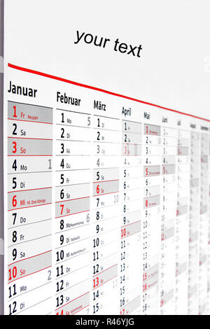 Wand Kalender Stockfoto