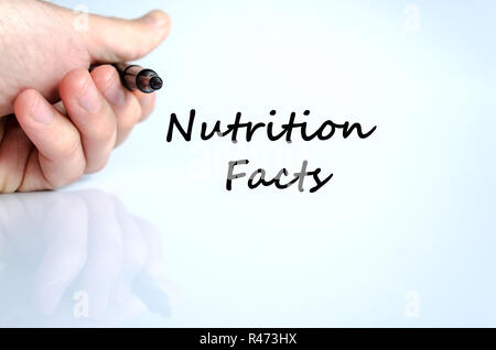 Ernährung Fakten text Konzept Stockfoto