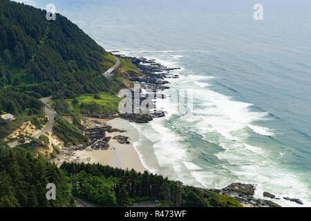 Cape Perpetua Scenic Area übersehen, Yachats, Highway 101, Küste von Oregon, USA. Stockfoto