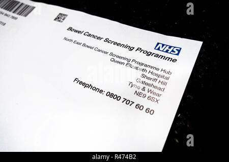 NHS Darmkrebs Programm Briefkopf Stockfoto