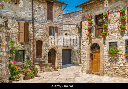 Ein malerischer Anblick in Assisi. Provinz Perugia, Umbrien, Italien. Stockfoto