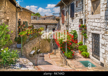 Ein malerischer Anblick in Assisi. Provinz Perugia, Umbrien, Italien. Stockfoto