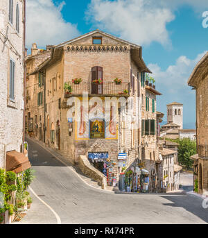 Ein malerischer Anblick in Assisi. Provinz Perugia, Umbrien, Italien. Stockfoto