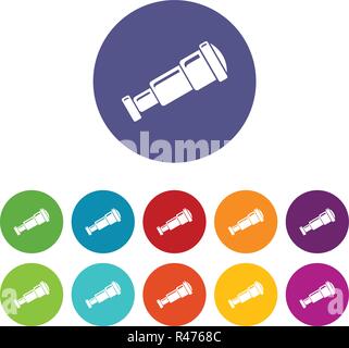 Spyglass Icons Set Vector Farbe Stock Vektor