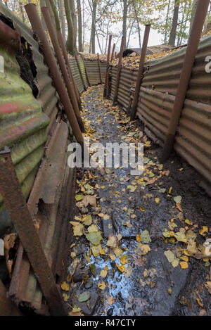 Original British WW1 Graben im Sanctuary Holz, Ypernbogens Stockfoto